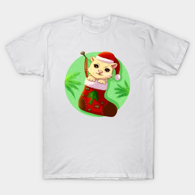 Cat Christmas Socks T-Shirt by Loganue